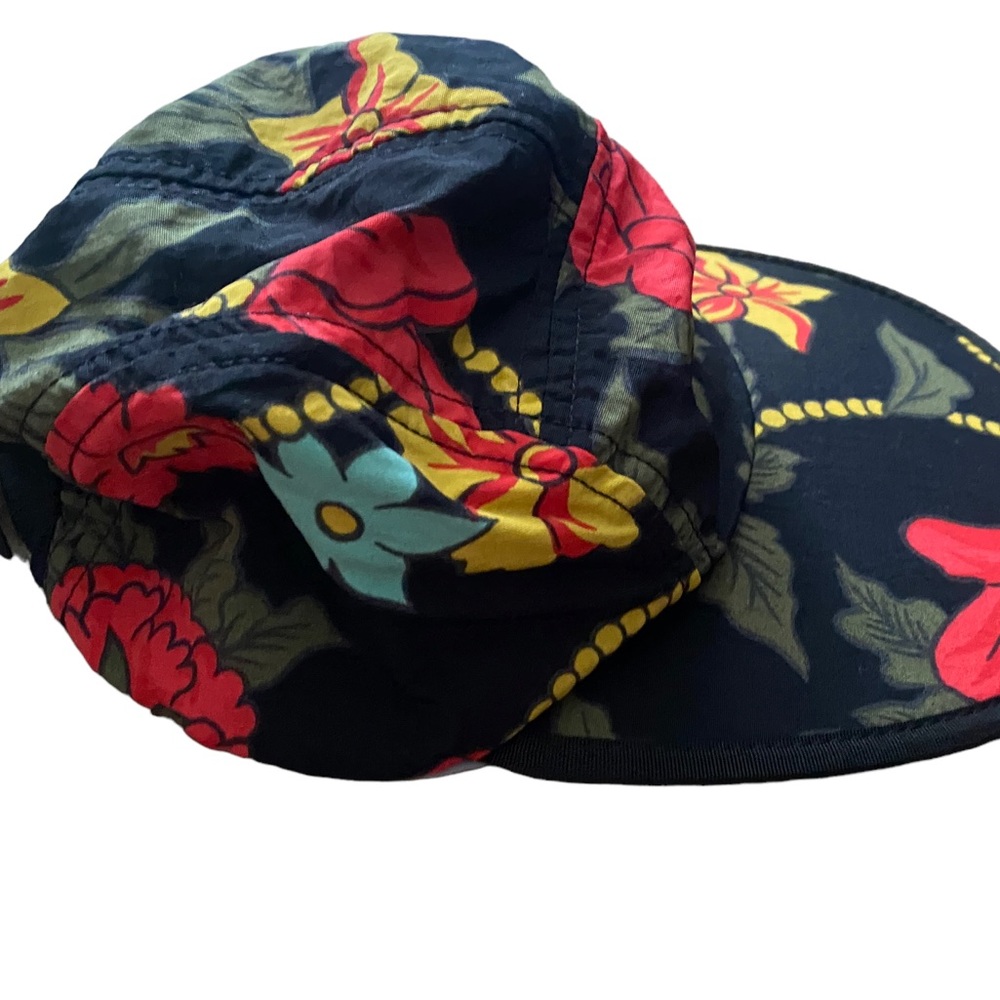 Patagonia vintage 1998 floral five adjustable panel hat - black and red VTG